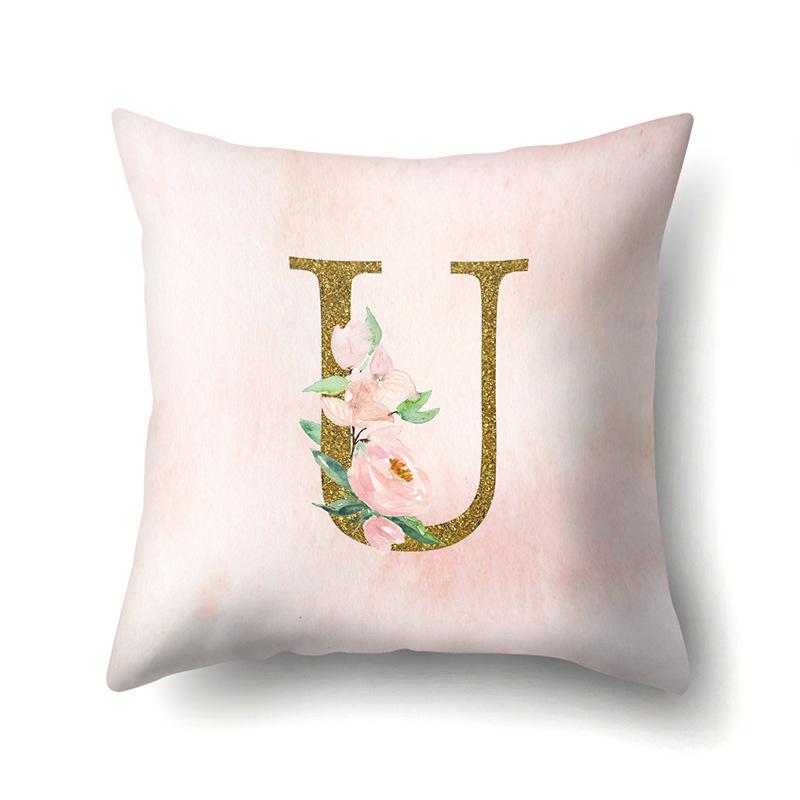 Polyester Pillowcase Home Fantasy Watercolor Print Pillowcase 26 English Letter Cushion Cover