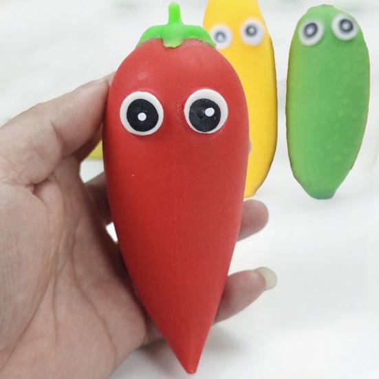 Cartoon Gemüse Quetschspielzeug Große Augen Paprika Aubergine Banane Bittermelone Quetsch Fidget Spielzeug Angstlinderung Obst Kneten Sensorisches Spielzeug