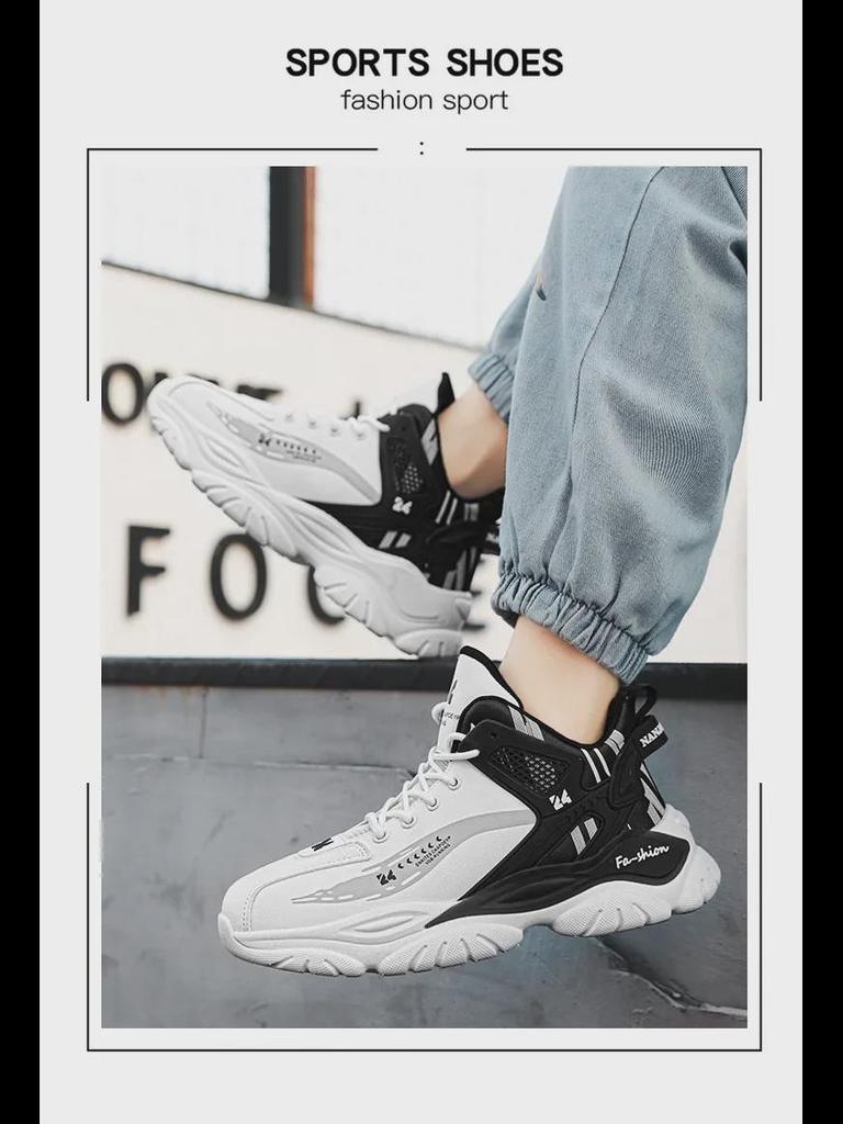 Men's High-Top Leather Sports Shoes for Autumn/Winter - New Fashion Casual Design