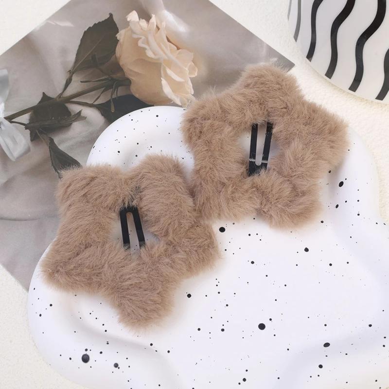Lot de 5 épingles à cheveux en forme d'étoile pour femme, accessoires de coiffure, mignons et flous, pour l'automne et l'hiver