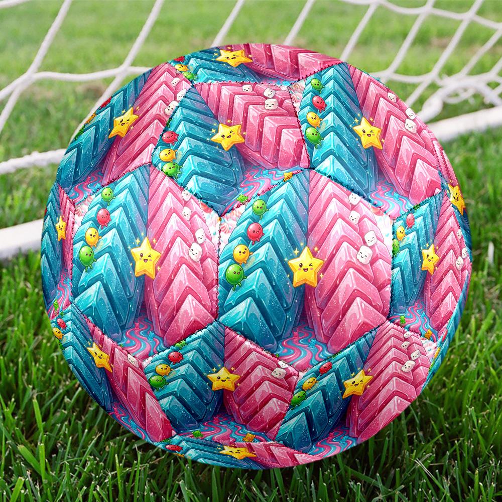 1pc Candy Land Adventure Themed Soccer Ball, Size 5, Lightweight PVC Material, Outdoor Training Soccer Ball Gift. q62268