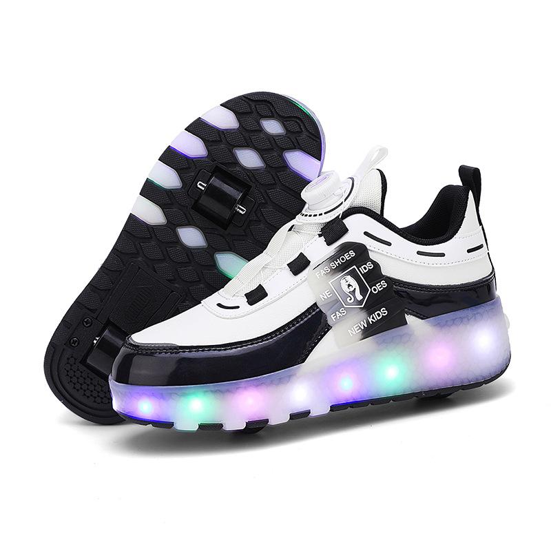 New runaway shoes children and girls flying invisible shrinkable boys deformation roller skates with lights wheels shoes