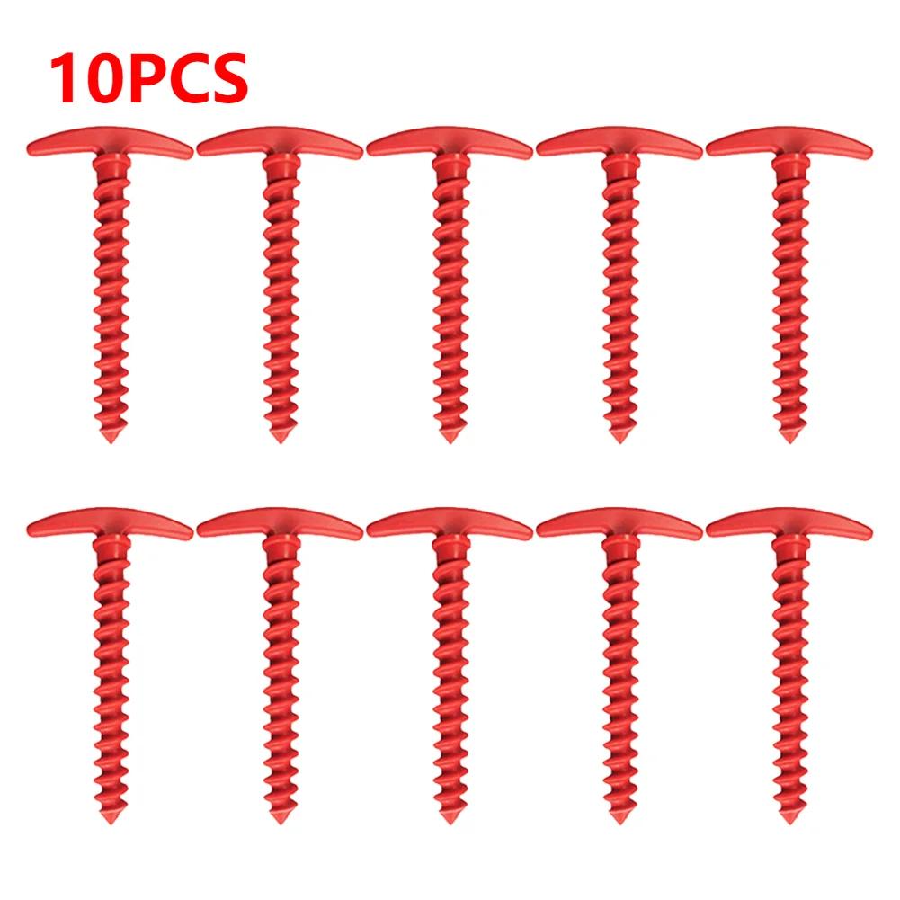 50-10PC Outdoor Screw Anchor Stakes Hiking Tent Stakes Pin Mount Outdoor Camping Peg Ground Nails Spiral Plastic Fixing Supplies
