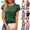 Women's Fashion Casual Solid Color Print Short Sleeve O Neck Blouses & Shirts