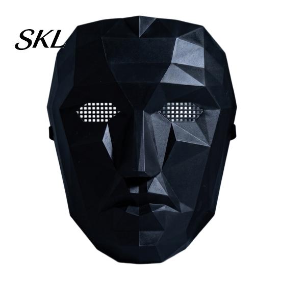 Hard Plastic Cosplay Mask Halloween Geometric Mask, Polygonal Cool Party with Mesh Eyes, Recognition Boss Style Black White for Masquerade,