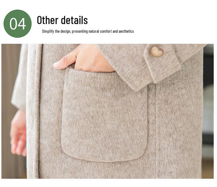 Mother's High-End Wool Coat for Middle-Aged & Elderly Women - Double-Sided, Mid-Length, Autumn/Winter Lapel Jacket