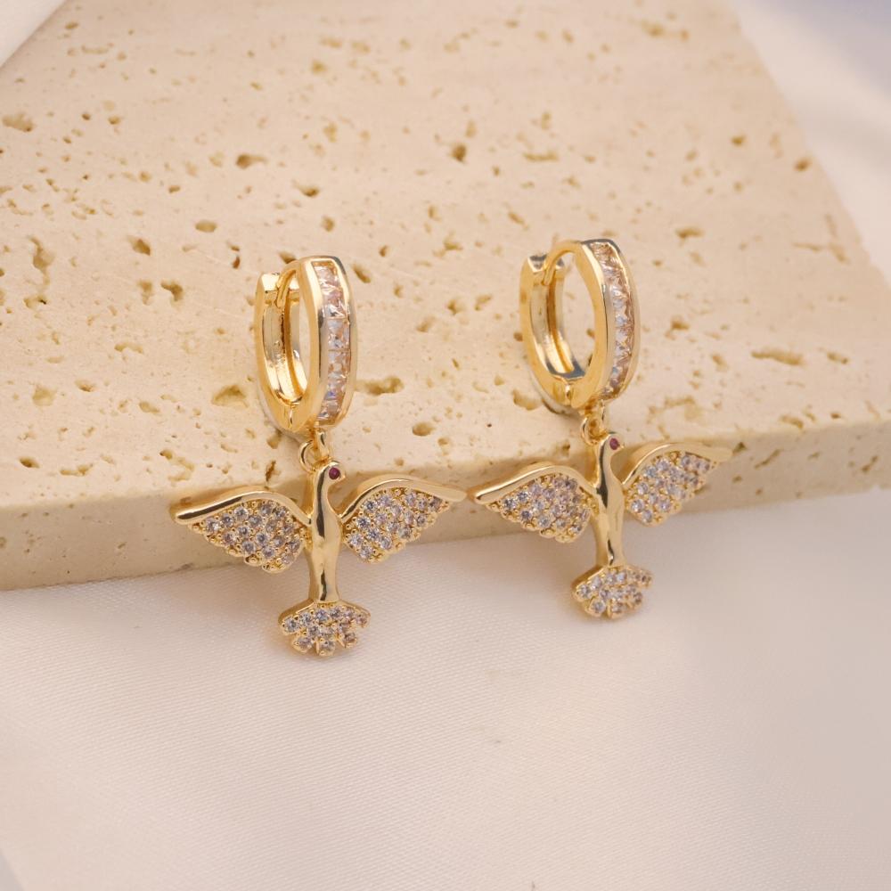 1 Pair Luxury Birdie Dangle Earrings for Women Zirconia Earring Jewelry Wedding Party Accessories