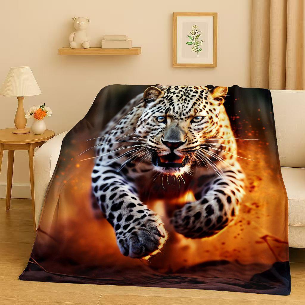 3D Cheetah Leopard Beast Flannel Blanket,Ultra Soft Warm Plush Throw for Home Bedroom Bed Sofa Cover Office Travel Camping Gift