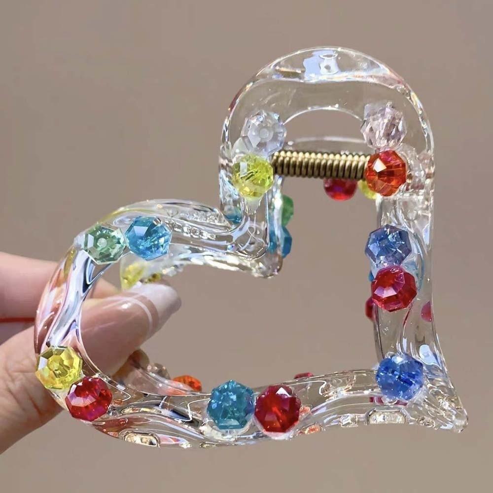 Clear Acrylic Y2K Shark Clip Bright Rhinestone Shark Hair Clip Star Hair Claw Hair Updo Style 3