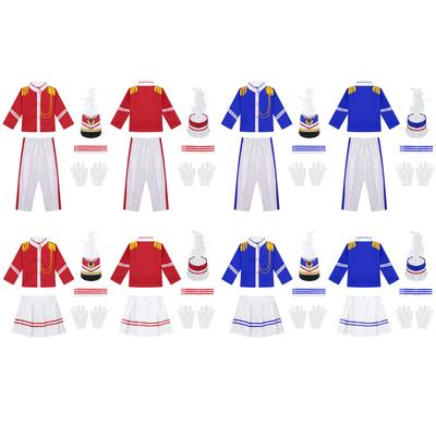 Unisex Kinder Tambourmajor Kostüm Königliche Garde Soldat Marschkapelle Uniform Outfit Halloween Cosplay Party Ausgefallenes Verkleiden