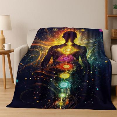 Bohemia Joga Mandala Czakra Duch Medytacja Koc Flanelowy, Przytulny Miękki Koc Rzutowy do Domu Sypialni Łóżka Kanapy Pokrowiec Prezent Dziecko