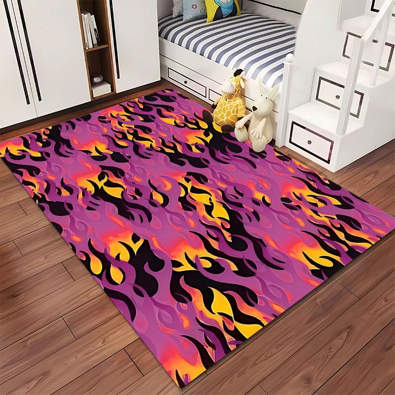 Fiery Flame Pattern Carpet suitable as a non-slip mat for the living room or bedroom sofa