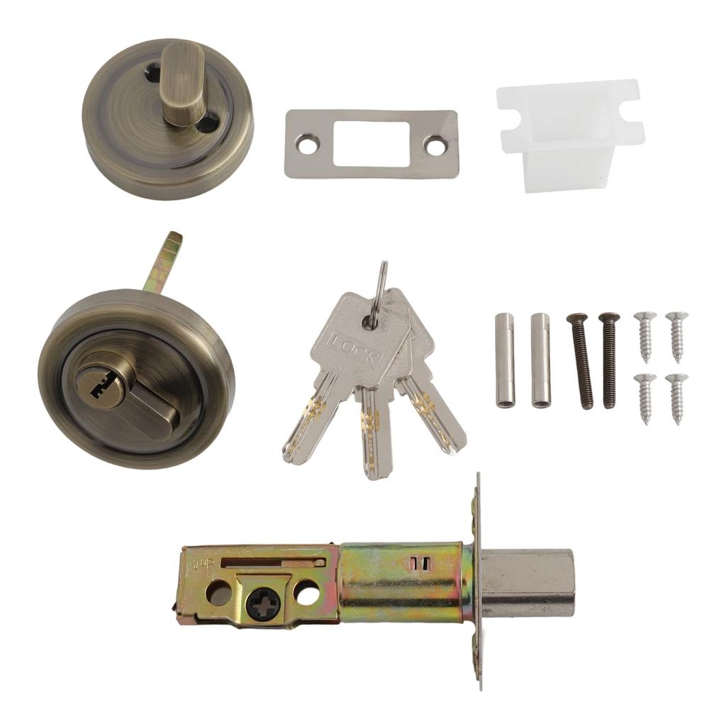 Door Lock Single Cylinder Deadbolt Round Security Lock With Keys Stainless Steel Home Door Locks For Front Door Entrance Door