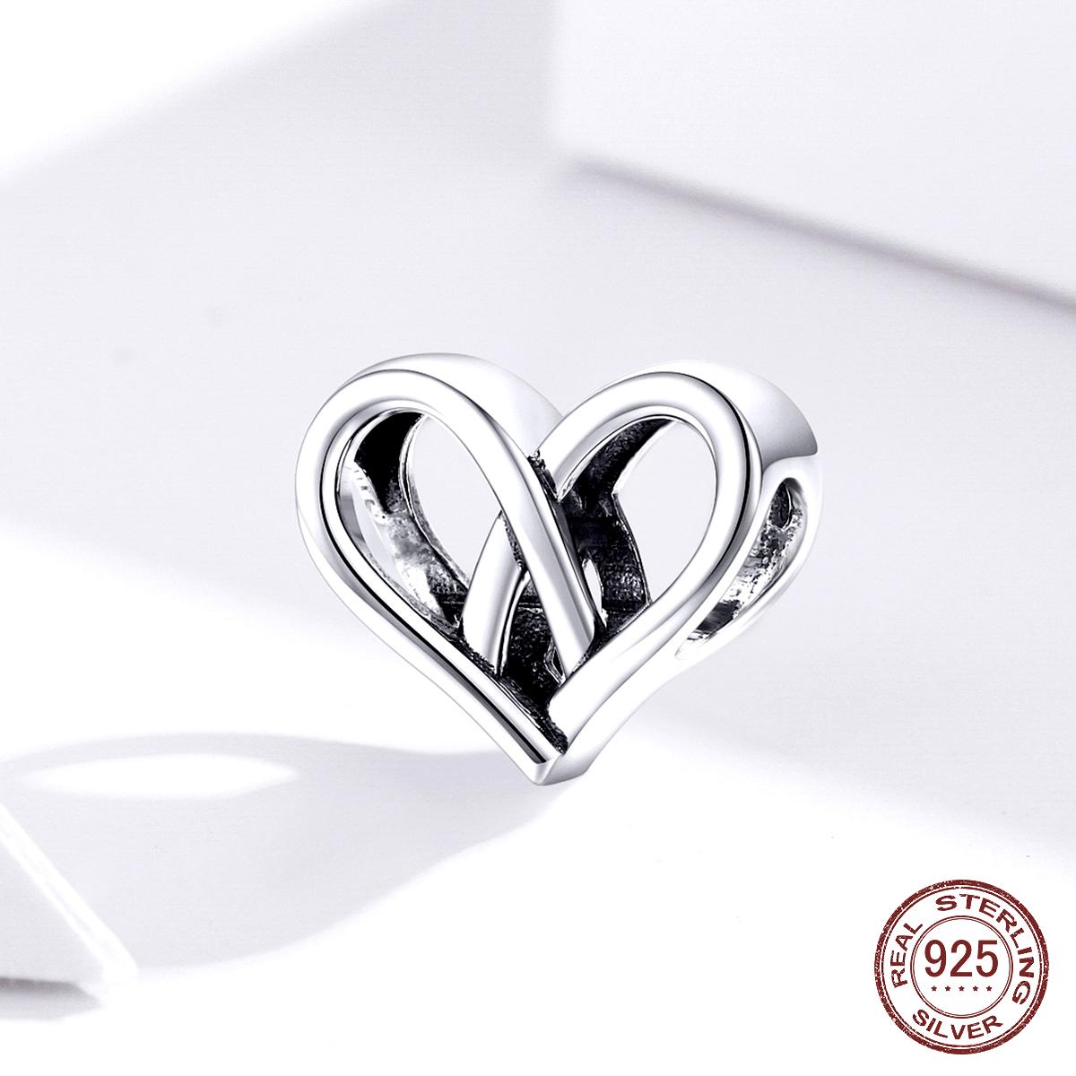 

925 стерлингового серебра сердце к сердцу простой серебряный металлический шарм для оригинальных ювелирных аксессуаров браслета змеи