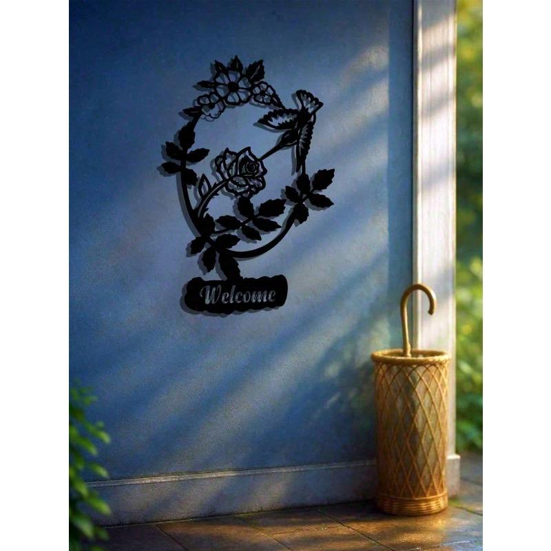 Floral Bird Welcome Sign Farmhouse Wall Art Spring Summer Boho Entryway Decor Gift