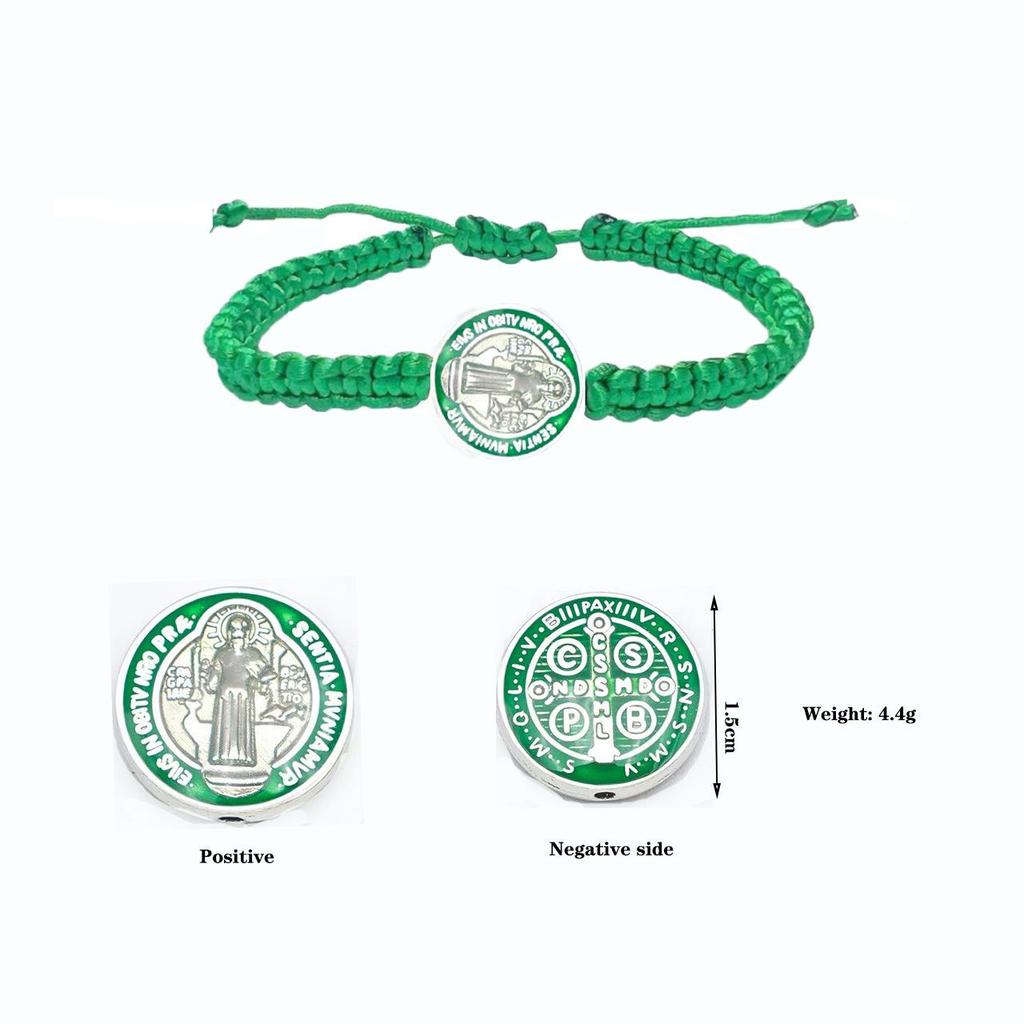 Saint Benedict Exorcism Adjustable Multicolor Woven Bracelet