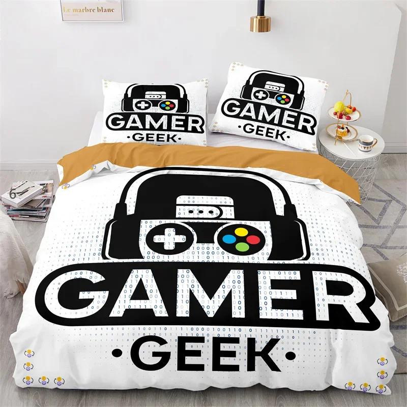 Gaming Bedding Set Twin Full Size Kids Gamepad Duvet Cover For Boys Girl Bedroom Decor Polyester Game Controller Comforter Cover