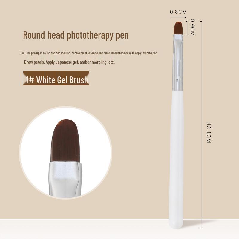White Handle Round Gel Nail Art Brush