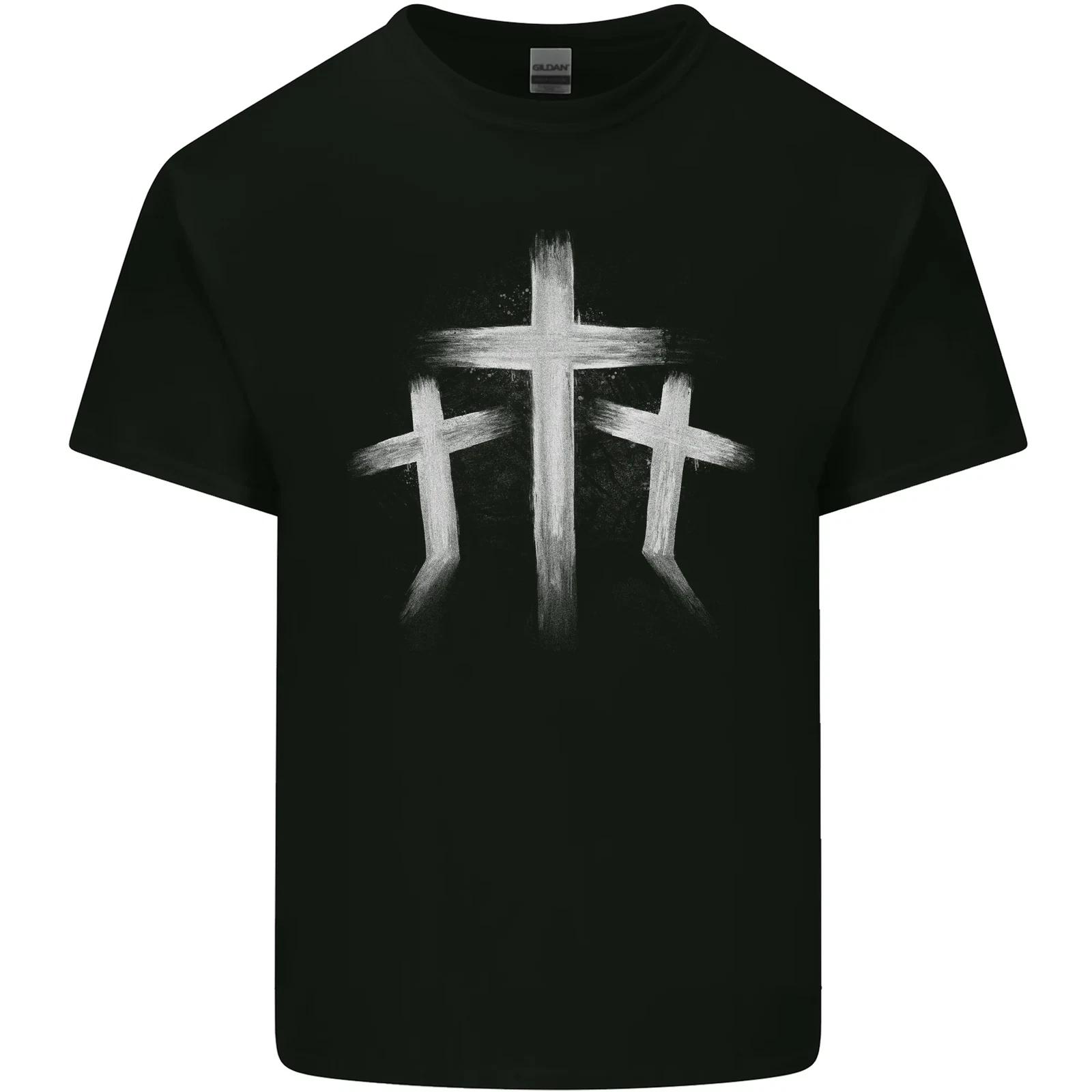 

Three Gothic Crosses Grunge Kids T-Shirt Childrens L
