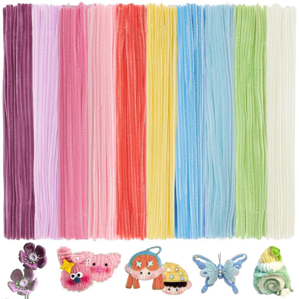 1000pcs Pipe Cleaners Craft , Thick Multiple Color Chenille Stem Flower Craft Supplies for DIY Art Christmas Creative Decoration