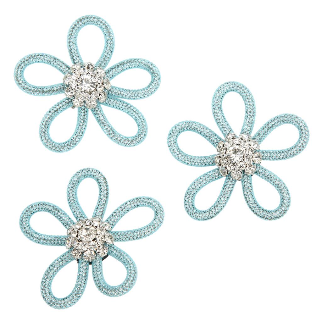 3Pcs Shoe Brooch Cute Colours 6cm Rhineston Wide Flower Shape Clothing Brooch for Shoes Bag Wedding Dress