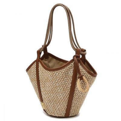 Beige Raffia Mini Tote Shoulder Bag