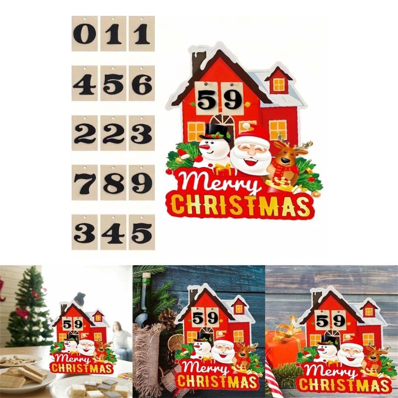 Wood Christmas Calendar Desktop Decor New Year Decorations for Home Offices Tabletop Ornament 2024 Navidad Gift