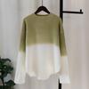Autumn and winter new design sense gradual change of color sweater pullover women soft waxy loose lazy wind knitted sweater top