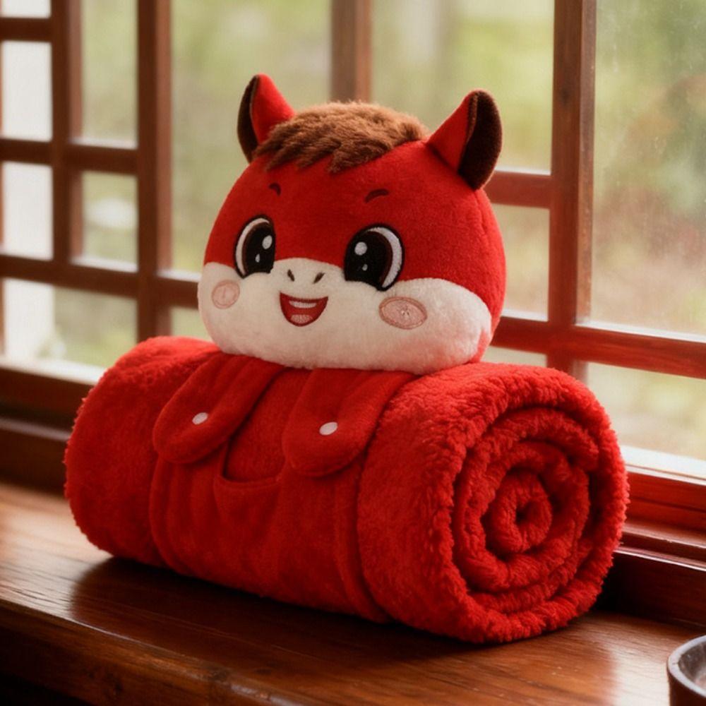 Fluffy Throw Horse Mascot Plush Blanket Soft Warm Nap Blanket Universal Flannel Blanket  Office