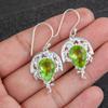 Green Peridot Gemstone 925 Sterling Silver Jewelry Handmade Dangle Earrings1.73" CE-5-3
