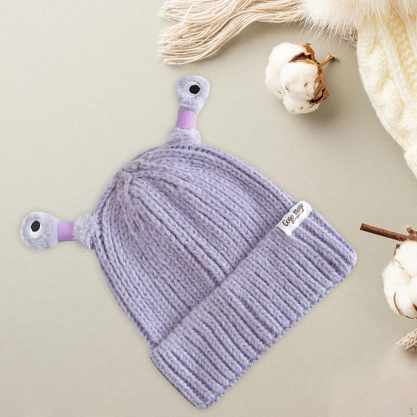 

Funny Glowing Monster Knit Hat Kids Cute Knitted Winter for Skating Camping Outdoor Walking фіолетовий