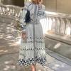 Women's Long Sleeve Boho Midi Dress Loose Button Down A-Line Swing Dress Fall Casual Floral Print Beach Flowy Dress