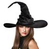 Halloween Pleated Witch Hat Masquerade Party Cosplay Costume Pointed Floppy Wide Brim Black Wizard Hat Party Supplies