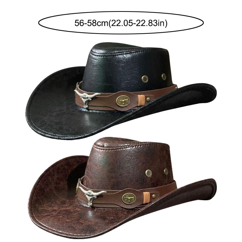 Vintage Kunstleder Cowboyhut Retro Breiter Rand Sonnenhut Western Cowboyhut Für Männer Frauen Unisex