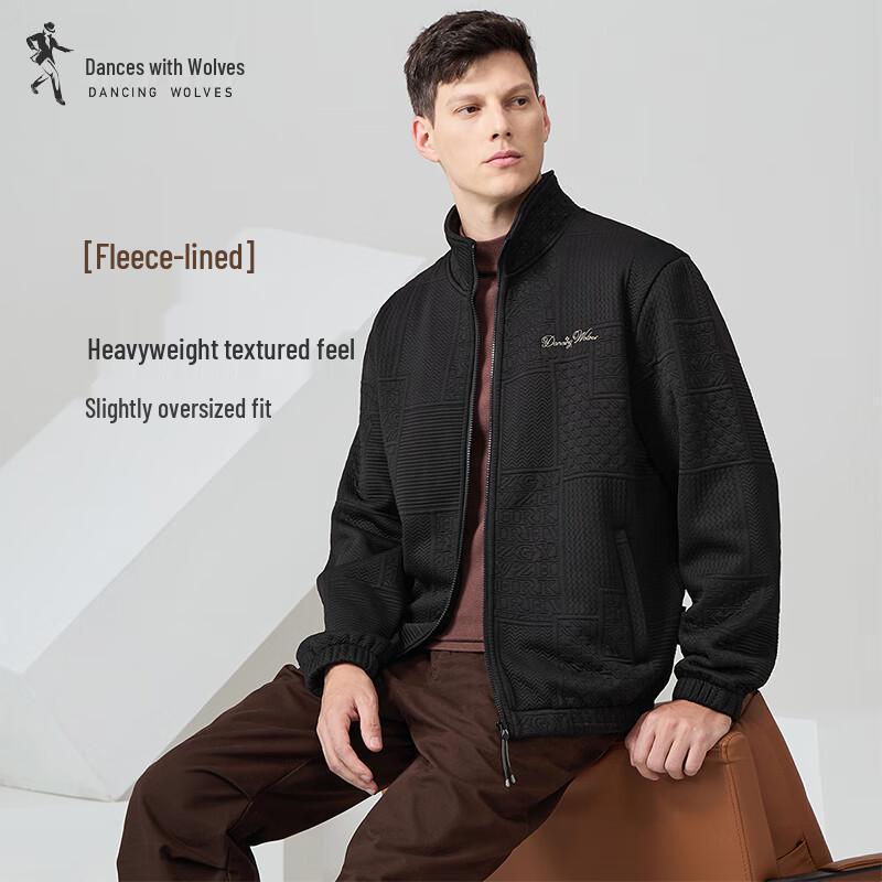 

Men s Fleece-Lined Textured Cardigan Sweatshirt Jacket L