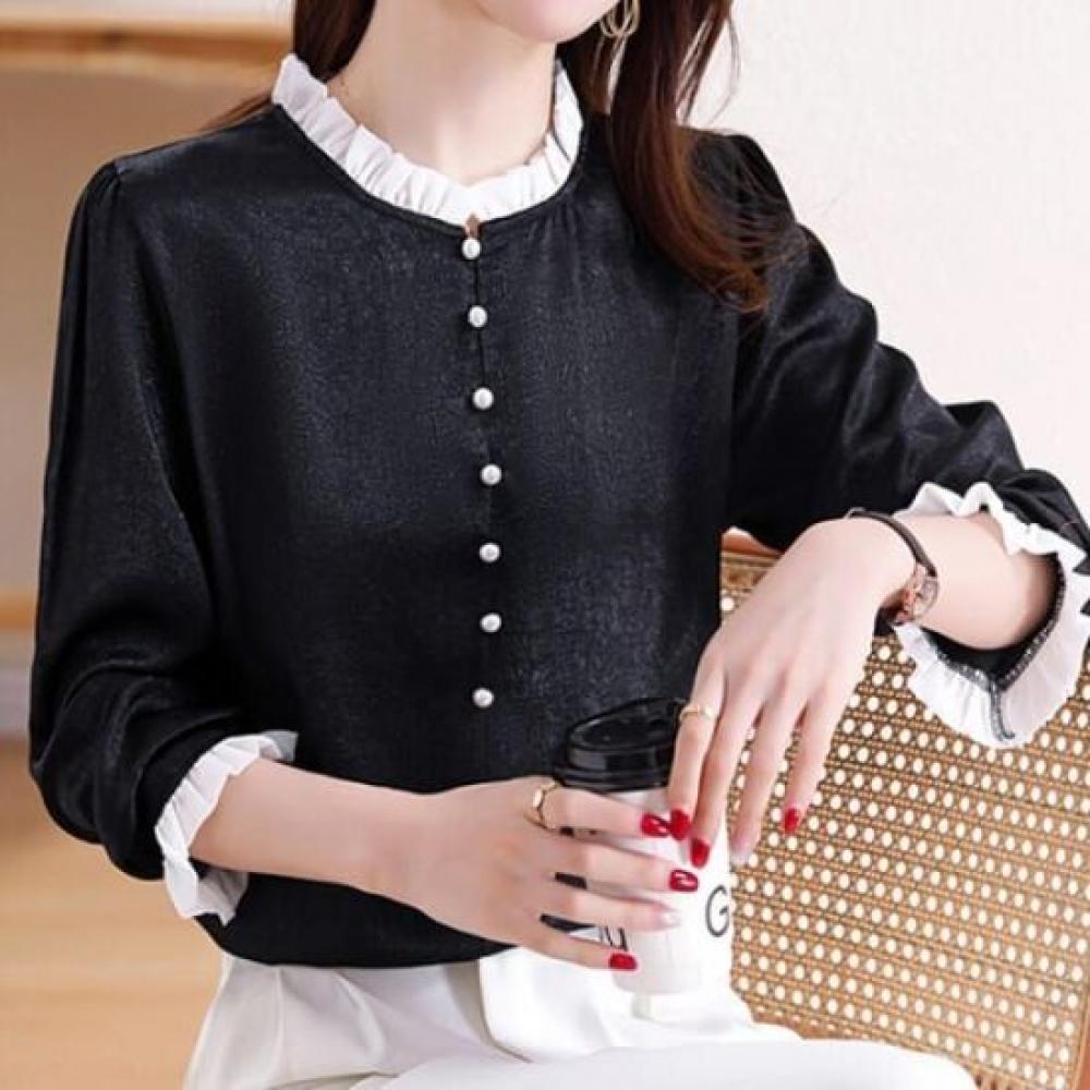 Navava Women Vintage Classic Button Long Sleeve Blouse Nb2511