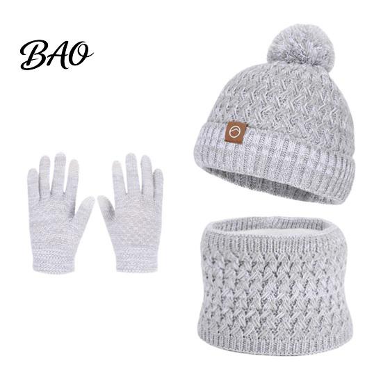 Childrens Winter Outdoor Clothing Kids Hat Scarf Gloves Set, 3-Piece Fleece Lined Beanies Neck Cozy Thickened Wear Warmer Mittens for Boys Girls, Warm