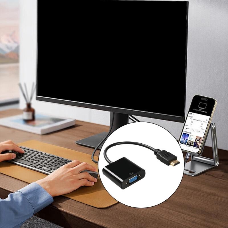 1080P HDMIs Male to VGA Female Converter HDMIs to VGA Adapter with Audios Support for Video and Gaming For PC TV Laptop
