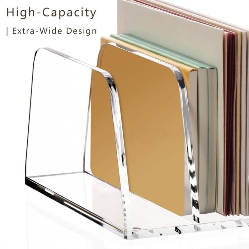 Transparency 2 Tiers Desktop File Holder With Multifunctional Paper Storage Compartments Office Supplies Rack