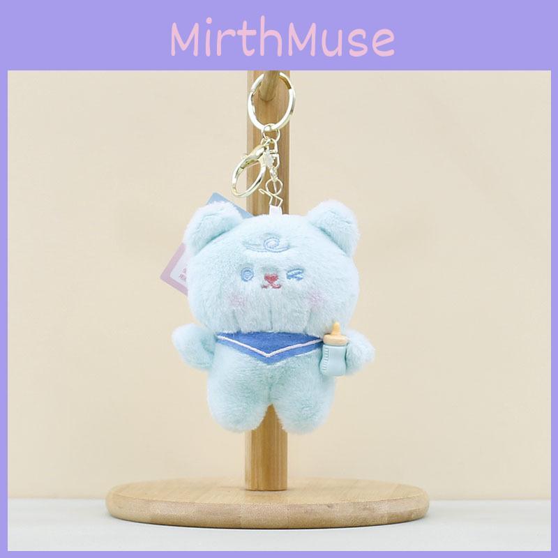 Cartoon Plush Cute Bear Doll Keychain Soft And Cuddly In Light Gray Blue White Pink