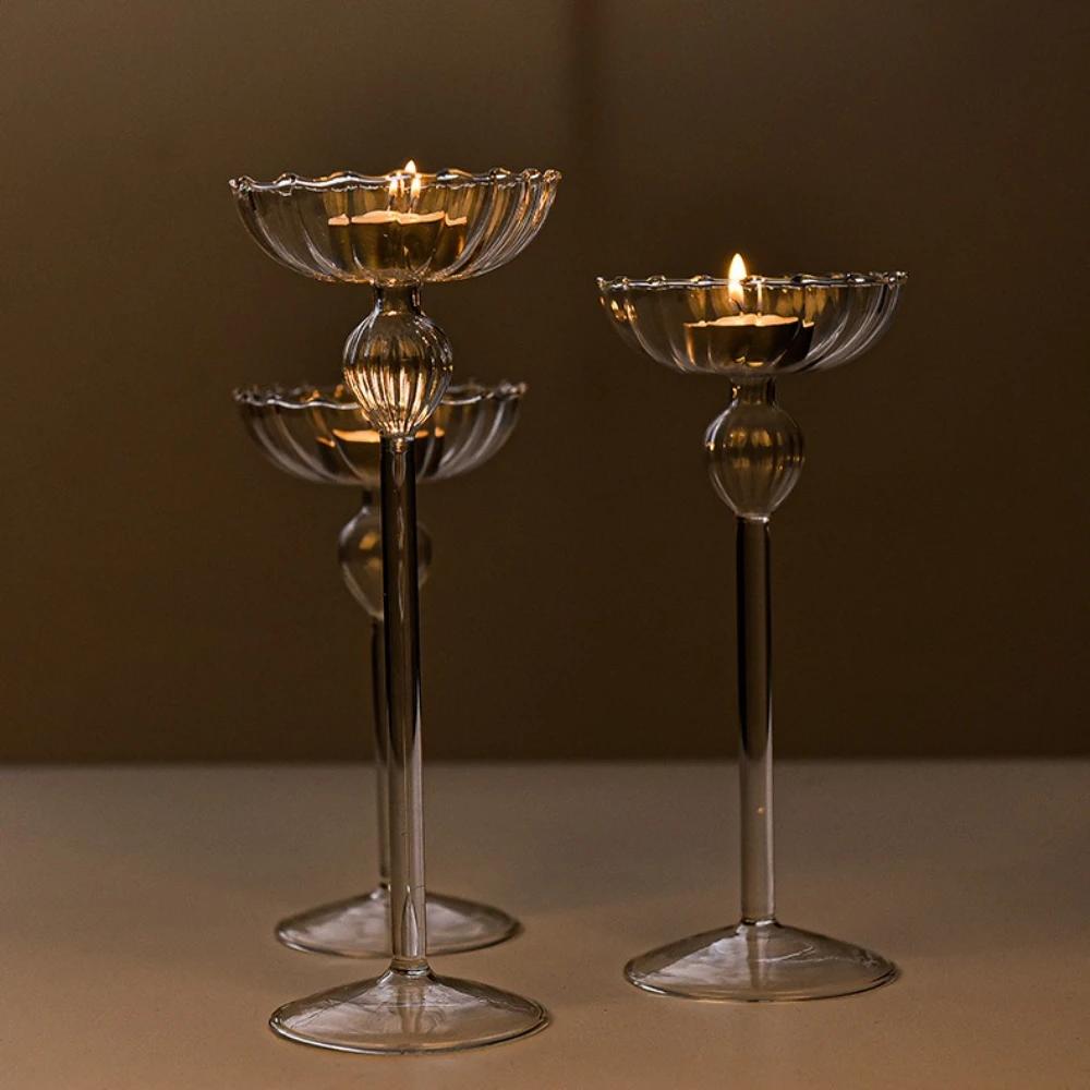 Tall Striped Candle Holders Christmas Decoration Candlelight Dinner Candlesticks Props room Decoration Wedding Table Top Items