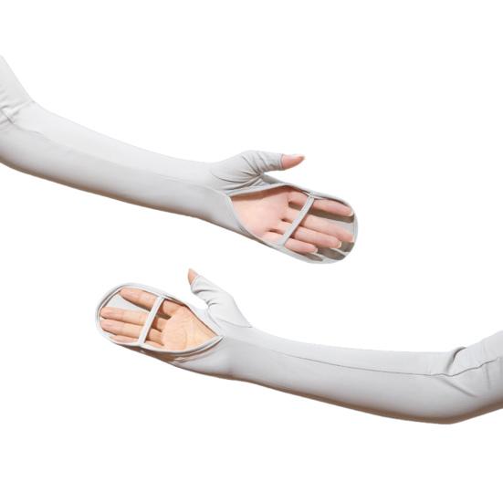 1 Pair Sun Protection Gloves Breathable Cooling Arm Sleeves UV Protection Long Gloves with Open Palm for Women Driving Cycling Outdoor Sports светло-серый