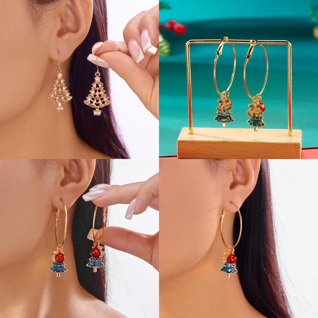 Christmas Party Earrings With Sparkling Pendant For Men And Women Festive Wear