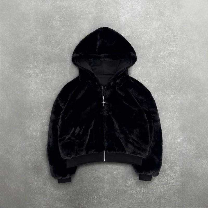 Mens Reversible Leopard Print Hooded Zip-Up Oversized Sweatshirt Winter Casual Wear