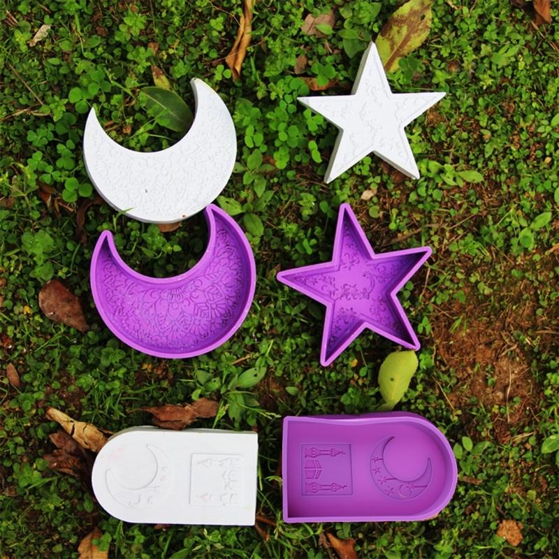 Silicone Molds Moon Candle Molds Handmade DIY Soap Baking Molds Star Shaped Castings Molds Resin Molds for Candle Making