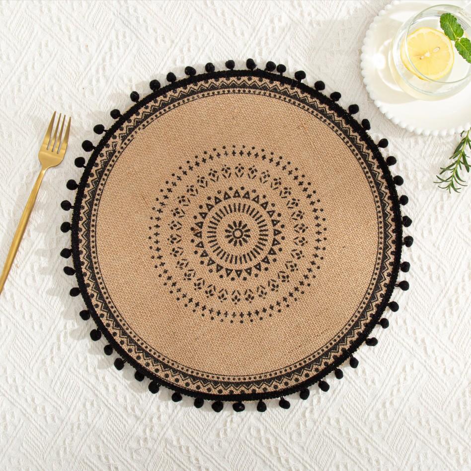 Heat Resistant Braided Place Mats Non-Slip Cup Coaster Mat Vintage Round Placemat  Dining Table
