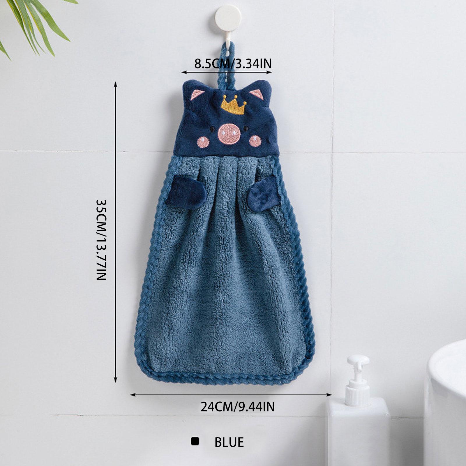 

Милое полотенце для рук в виде свиньи, бытовые махровые полотенца из кораллового бархата для ванной комнаты, кухни, мягкие петли для подвешивания, быстросохнущие впитывающие салфетки, полотенце синий