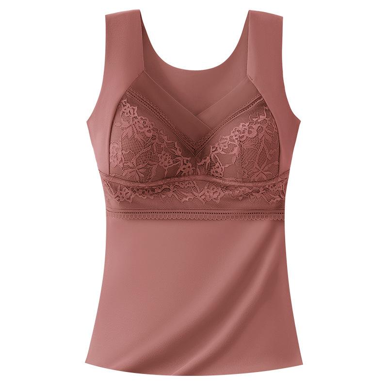 Thermal Vest For Women Underwear Top With Chest Pads Slimming Seamless Winter Warm Vest Thermal Tank Top For Women Push Up Bras Undershirt