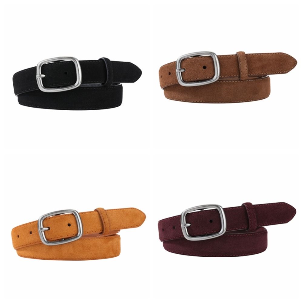 Fashion Jeans Decor Suede Belt Width Silver Square Buckle Pu Waistbands Fashion Korean Style Trouser Decoration Dress Decoration