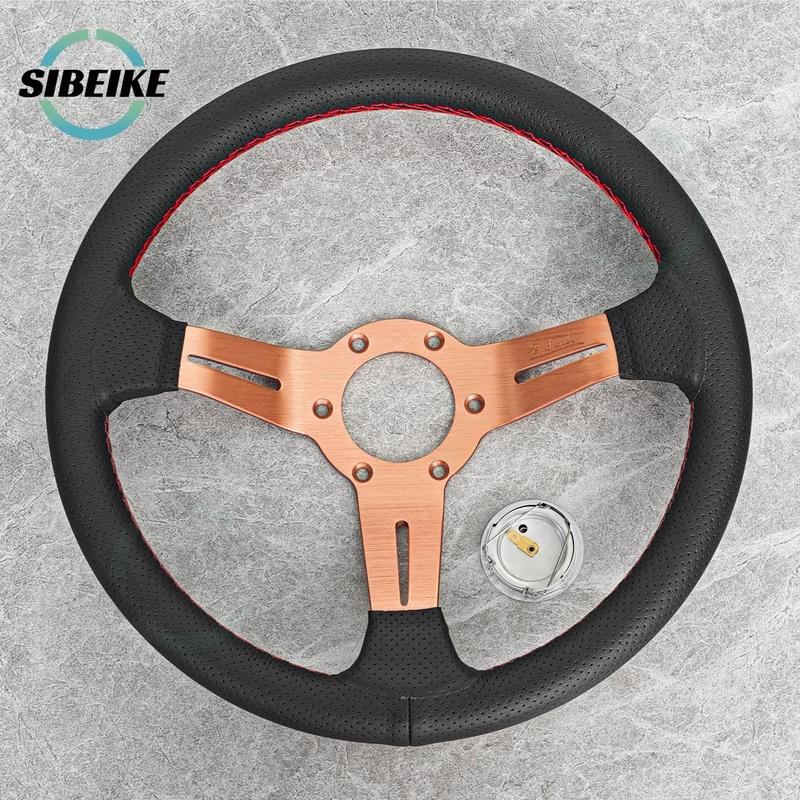 13inch JDM Universal Leather Steering Wheel Modified Car Sports Racing Steering Wheel